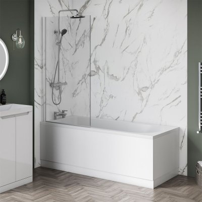 Azzio 6 Bath Screen - 1400mm x 800mm Square - Silver