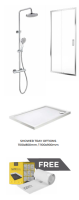 STRATA SLIDING 1000MM SHOWER DOOR CHROME + STRATA ROUND THERMOSTATIC SHOWER KIT CHROME + 1000X900 TRAY + FREE ROLL OF SAFE SEAL