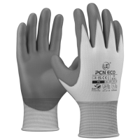 PCN-Eco Recycled Plastic Bottle Gloves, Polyester PU Coating, White/Grey