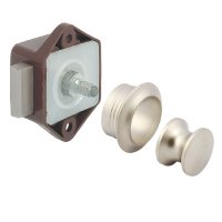 Hafee Small Brown Push Lock With Nickel Knob & Rosette
