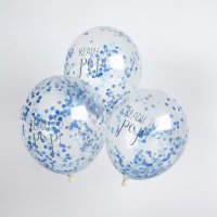 Blue 'Ready To Pop' 12" Latex Confetti Balloons - Pack of 5
