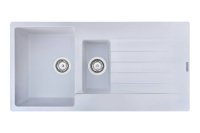 Reginox Harlem15 Pure White Granite 1.5 Bowl Kitchen Sink with Drainer and Waste