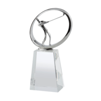 22.5cm Silver Metal & Glass Golf Award
