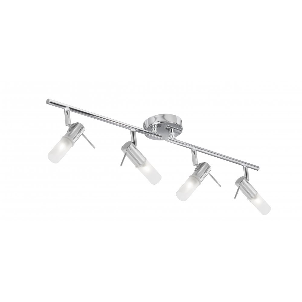 Searchlight Mars IP44 - 4 Light (G9 Led) Chrome Split Bar Spotlight Frosted Glass