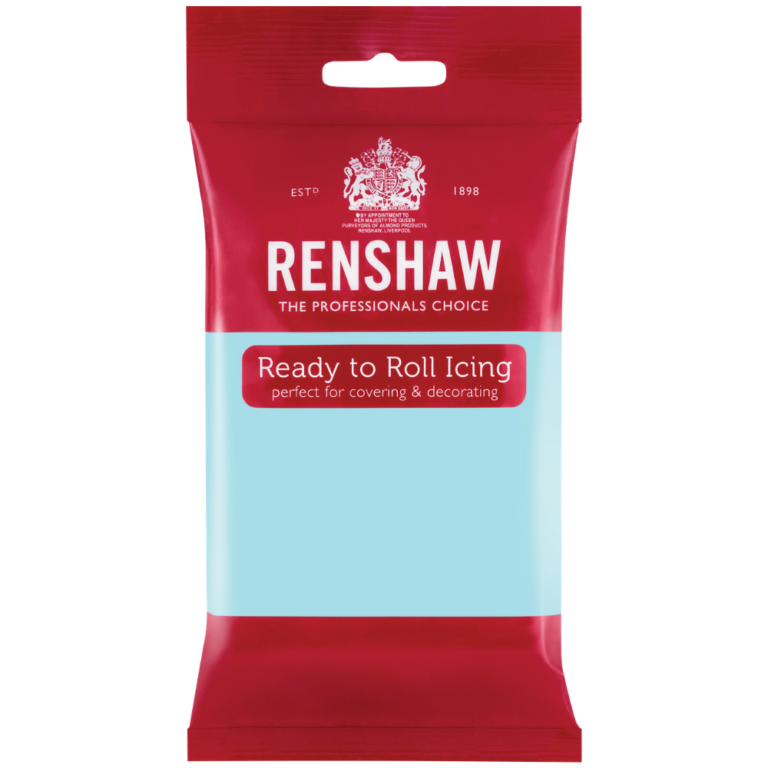 red packet of renshaw ready to roll icing fondant duck egg blue