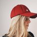 Red protective baseball peak cap