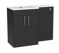 Tucker French Dorking 1100mm Back To Wall Floor Standing L-Shaped Left Hand Basin Unit Matt Graphite