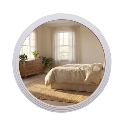 Stepped Round Wall Mirror &ndash; Oyster 90x90cm