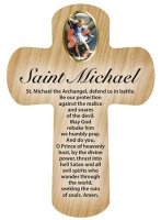 Wood Pocket Cross 3 1/4 inch/Saint Michael   (12440)