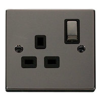 Deco Black Nickel 1G 13A SW Socket