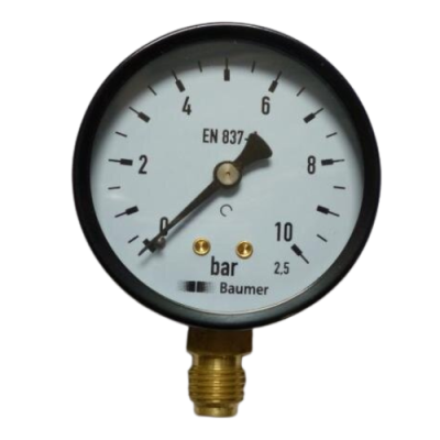 Manometer gas hoge druk &Oslash;63 0-10bar radiaal 1/4