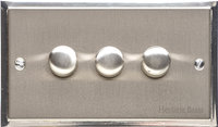 Heritage - Elite Stepped Plate - 3 Gang TED Dimmer Satin Nickel | LV0901.1698