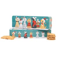 Christmas dogs rectangular tin of lemon & orange whirls - VAT FREE 12x225g