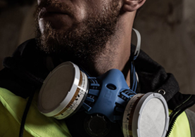 Worker with the Blackrock Twin Filter Respirator