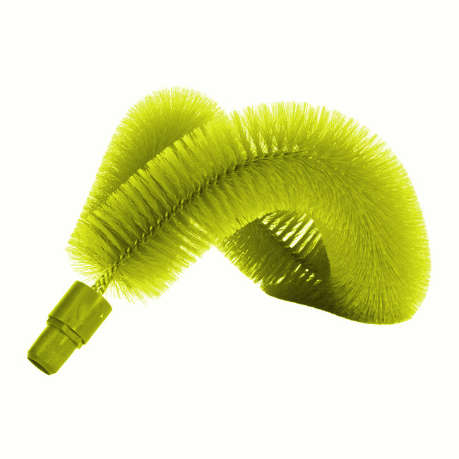 Pipe brush (for threaded handle) curved, flexible, 100mm, yellow