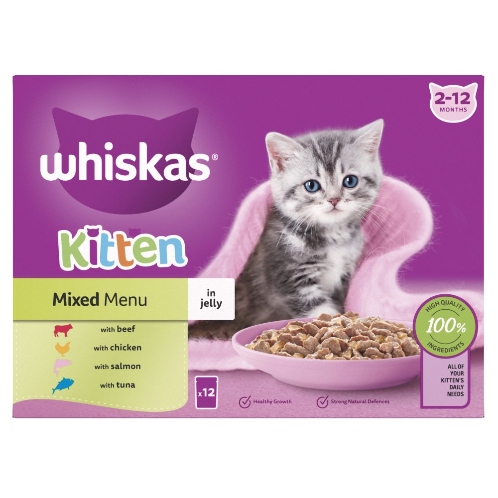 Whiskas Pouch 2-12mths Kitten Mixed Menu in Jelly 4x12x85g