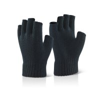 Fingerless Knitted Gloves - Black One Size