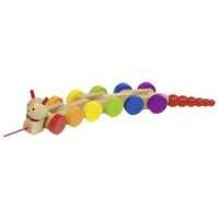Colourful wooden pull-along caterpillar for age 1+