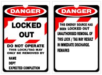 DANGER Locked Out Energy Source Tag, Pack 25