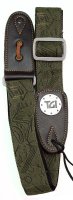 TGI Woven Green Pattern Denim Grey Buckle Guitar Strap