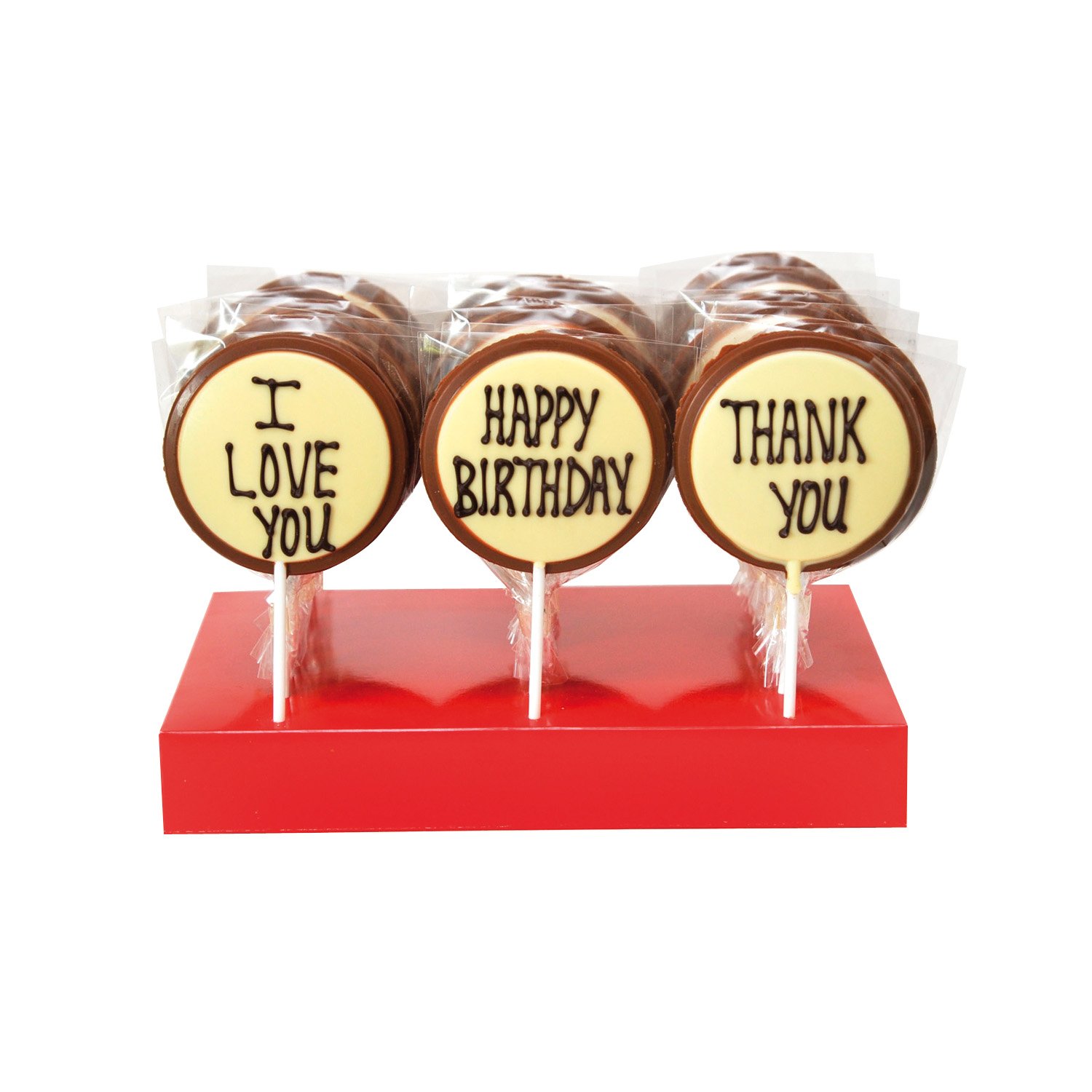 Milk chocolate message lollies - TY - HB - I Love You - 24x65g