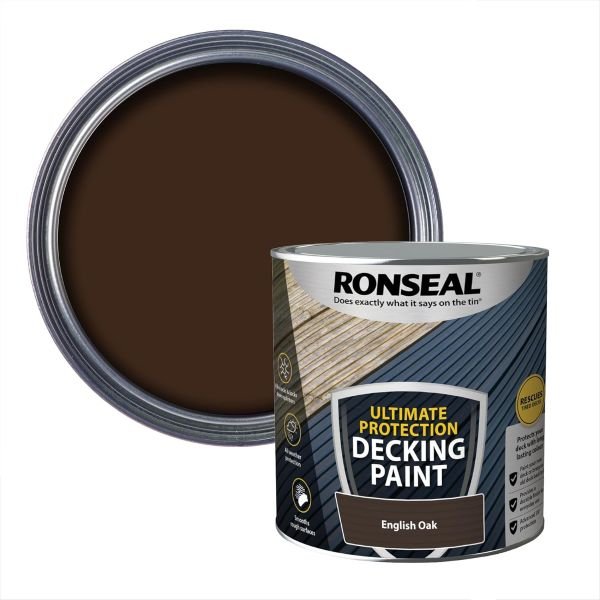 Ronseal Ultimate Protection Deck Paint English Oak 2.5L Tin & Colour Swatch