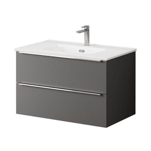 Kara 80cm 2 Drawer Wall Hung Unit Matt Grey
