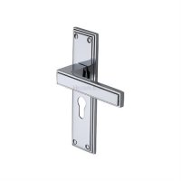 ATL5748-PC - Heritage Brass Door Handle Euro Profile Atlantis Design Polished Chrome Finish