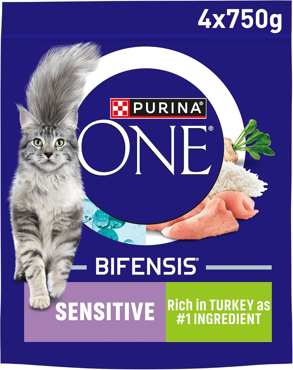 Purina One Cat Adult Sensitive Turkey Dry Food 2.8kg 