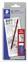 Staedtler Sketching Set 8pce (2H, HB, B, 2B, 4B, 6B, Eraser, Sha