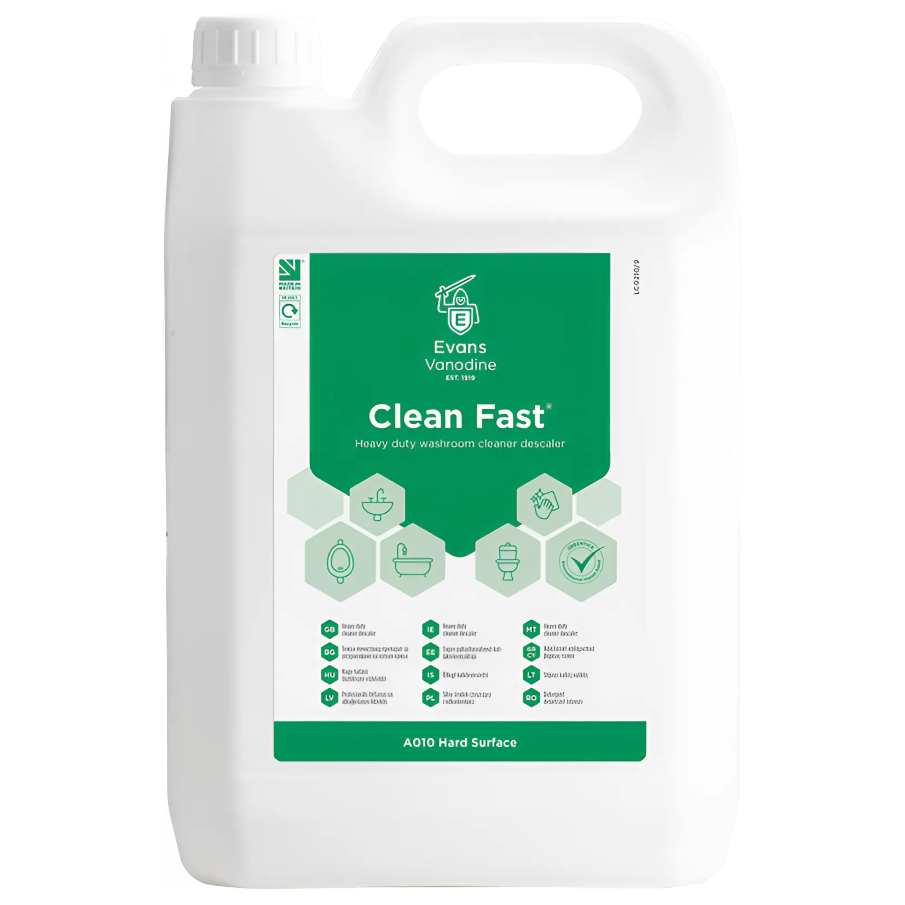 Evans Clean Fast Heavy Duty Acidic Bactericidal Cleaner, Perfumed, 5L