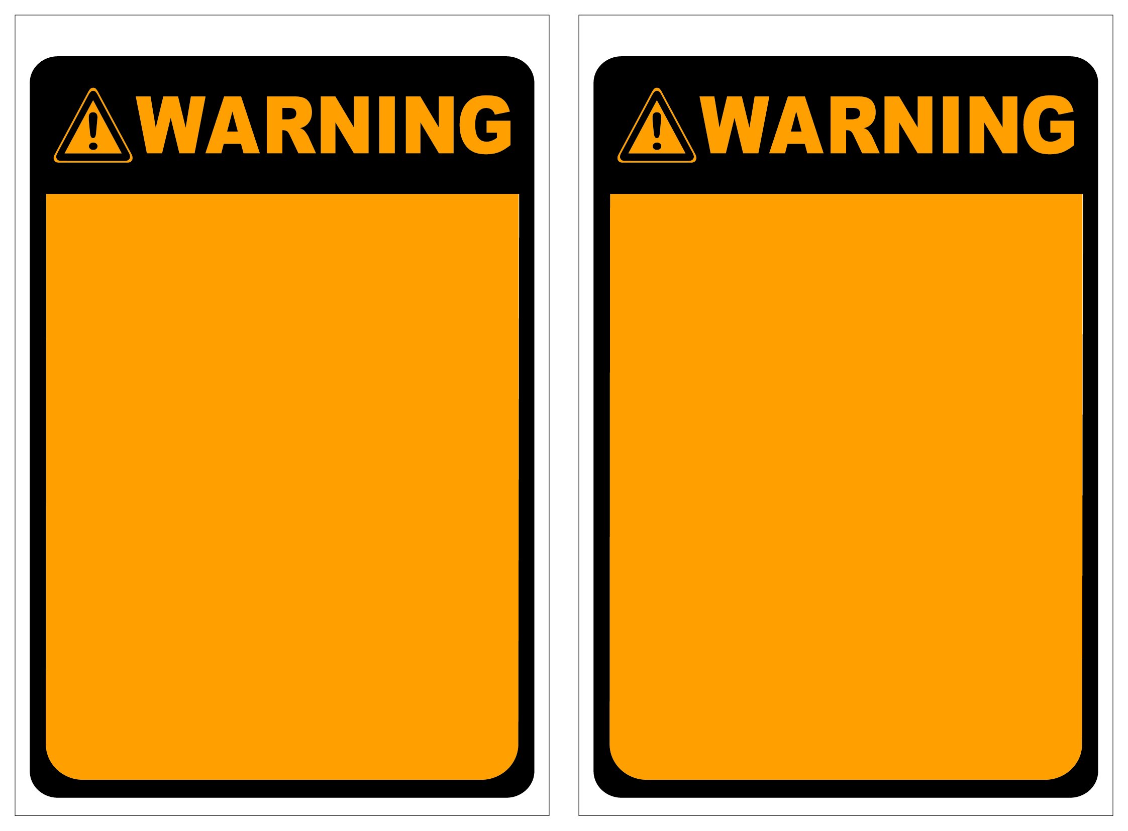 WARNING Blank Tag, Pack 25