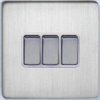DETA Screwless 3 Gang Switch Satin Chrome White | LV0201.0064
