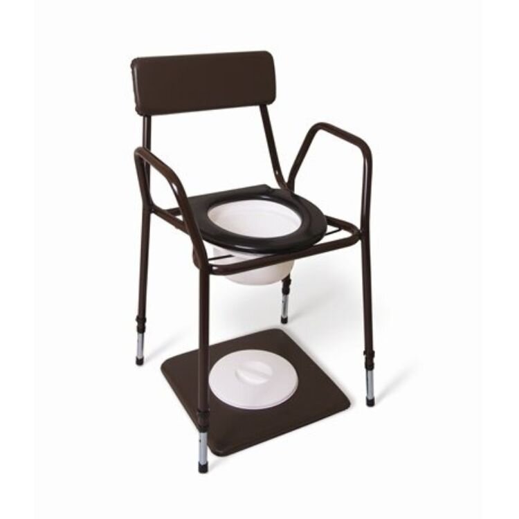 The T60 stackable adjustable commode chair come with a 5 litre round potty