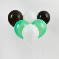 Black, Green & White 12" Latex Balloons - Pack of 6