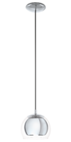 EGLO Rocamar Chrome and Glass Single Pendant IP20 | LV1902.0093
