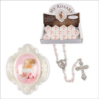 Acrylic Pink Rosary/Baby Girl  (61162)