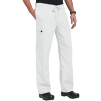 These classic white unisex drawstring scrub pants are a great fit and flatters everyone