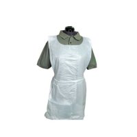Overhead white disposable roll of aprons