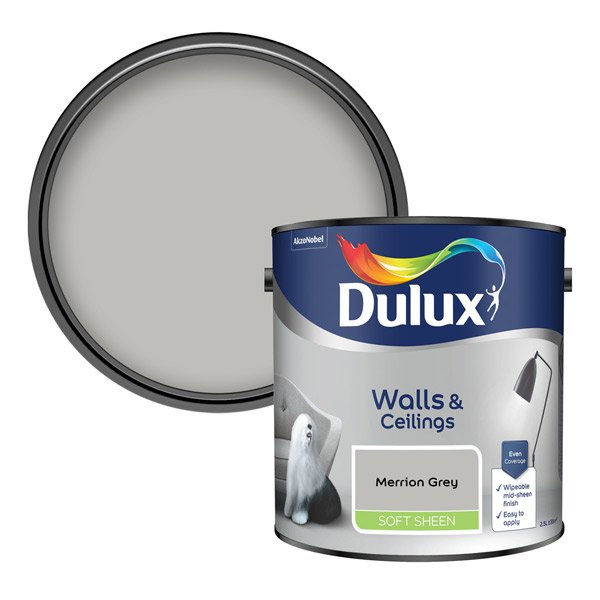 Dulux Soft Sheen Merrion Grey 2.5L Paint Tin & Colour Swatch