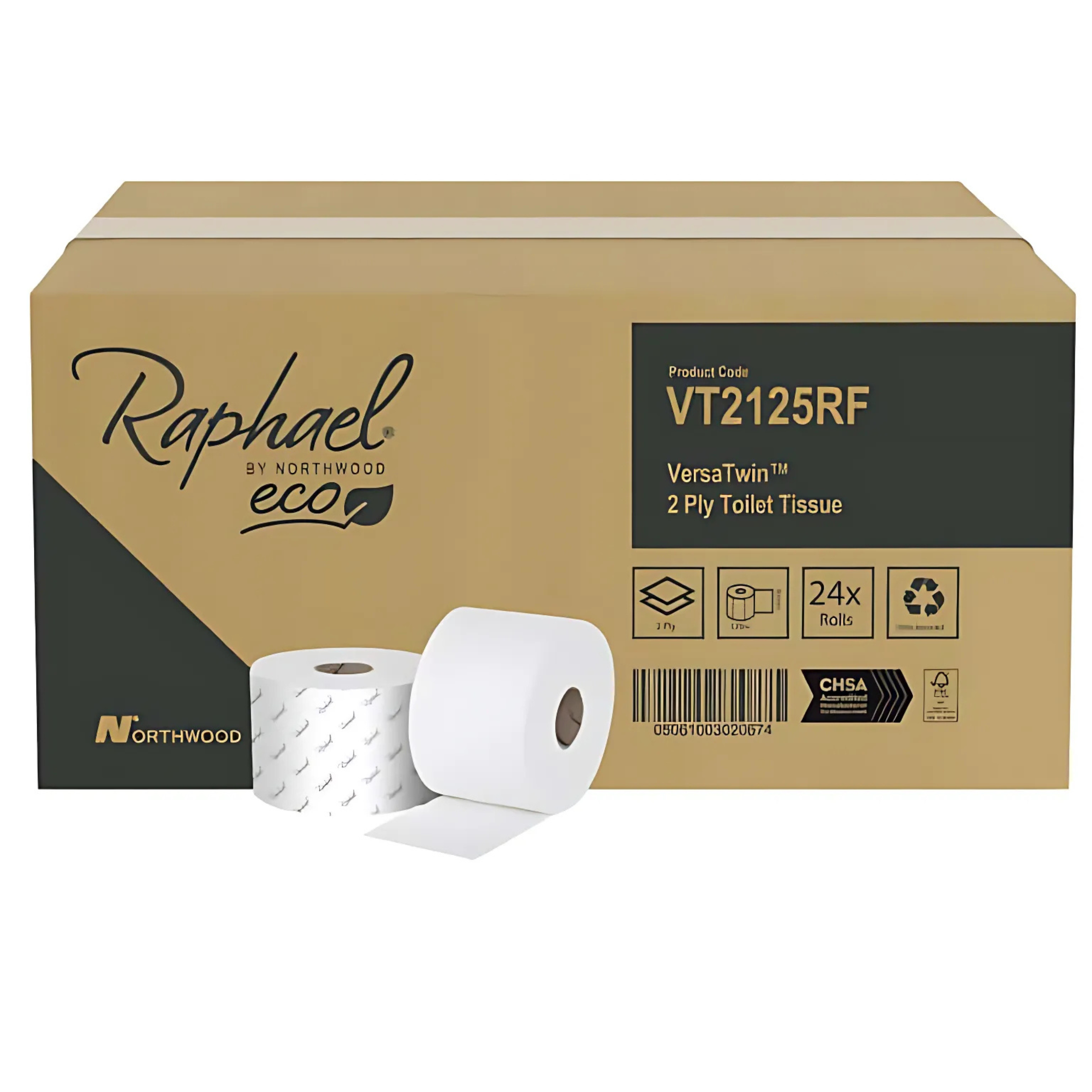 2 Ply Versatwin 125m Recycled Toilet Roll, 24/Case