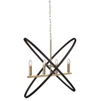 HOOPLA 4LT PENDANT, BLACK AND BRONZE