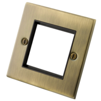 Antique Brass 1 Gang 2 Module Euro Plate
