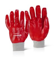 Red PVC Knitted Wrist Glove