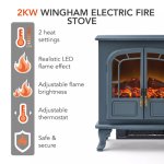 Warmlite Wingham 2kw Electric Double Door Fire Stove - Grey | WL46019G