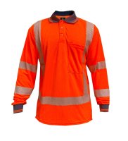 Hi-Vis D/N TTMC Polo, LS, Vented, Orange