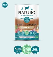 Naturo Adult Dog Can Beef & Chicken in Herb Jelly 390g x 12