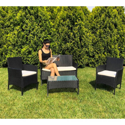 Natalia 4 Seater Rattan Garden Set - Black 1