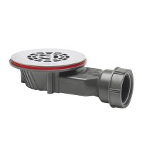 Wirquin SLIM+ Extra Flat Shower Waste 90mm - Brushed Stainless Steel Grid 30723398
