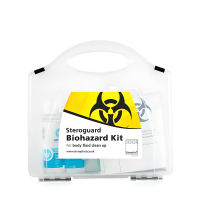 Steroplast Steroguard Biohazard Spill Kit, 5 Application Pack, Includes Absorbent Powder, Disinfectant Spray & PPE